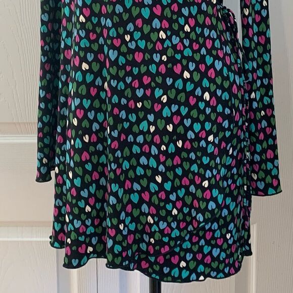 Helen Wang Hearts Wrap Front Dress Tunic Top Black - Picture 3 of 9